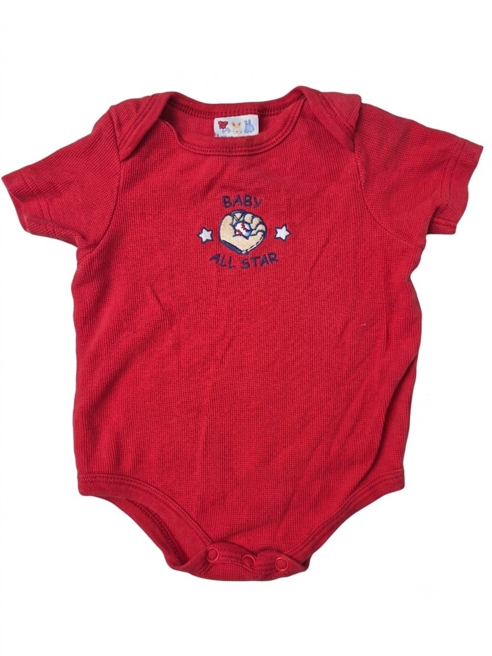 Vintage Y2K Lovespun Baby All Star Baseball Waffle Knit Onesie 6-9 Months Red